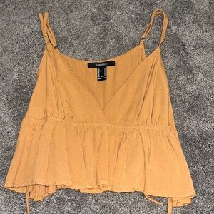 Tan Forever21 Tie Crop Tank Top